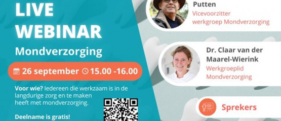 Webinar over mondverzorging in de langdurige zorg op 26 september a.s.